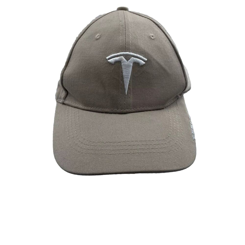 Tesla Strap Back Hat Cap Beige‎ Adult Adjustable 6 Panel